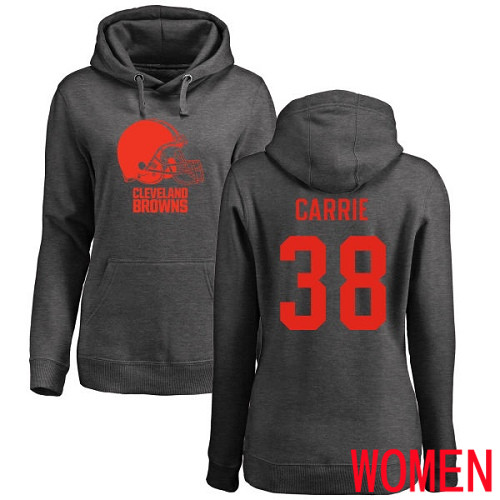 Cleveland Browns T J Carrie Women Ash Jersey #38 NFL Football One Color Pullover Hoodie Sweatshirt->nfl t-shirts->Sports Accessory